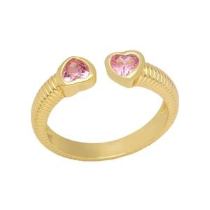 New fashion 18k gold plated adjustable double heart ring.